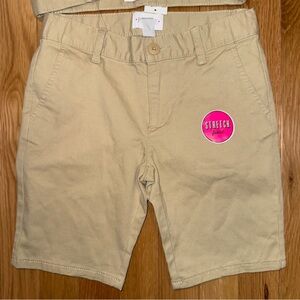 2- Childrens Place Chino Shorts. Size 6X/7. Girls Uniform Khaki Tan. Set of 2.